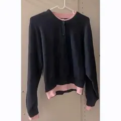 GRL レイヤード風配色ニット カーディガン dk1611 ネイビー×ピンク