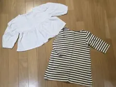 無印良品　七分袖　ボーダーワンピース 2点セット 100cm