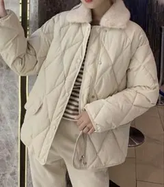 エコファー襟付きキルティングジャケット