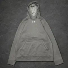 アンダーアーマー　プルオーバーパーカー　グレー　フロント刺繍ロゴ