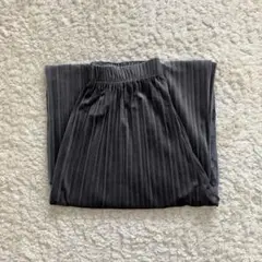 ❣️プリーツ ワイドパンツ✨グレーシルバー M 秋冬さらてろ 光沢 ウエストゴム