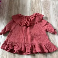 フリル付きオレンジシャツ 80