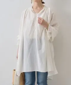 25SS✨定価2.5万円✨ビアズリー 切り替えギャザーチュニック
