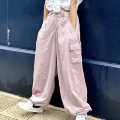 アングリッド　ナイロン混ミリタリールーズパンツ　ピンク　フリーのサムネイル