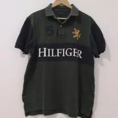 【値引】TOMMY HILFIGER ポロシャツ M ラガーシャツ ロゴ刺繍