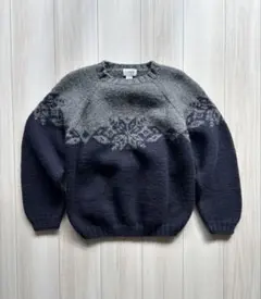 90-00s J.CREW ノルディックウールニットセーター 雪柄 L