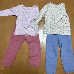 UNIQLO 花柄リブ編みパジャマセット 110サイズ