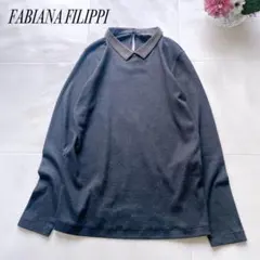 美品✨ファビアナフィリッピ 襟モニーレ装飾 コットンニット ストレッチのサムネイル