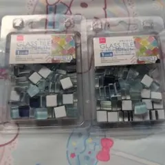 DAISO ガラスタイル ブルー系 2個セット