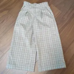 pom ponette チェック柄 ワイドパンツ