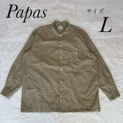 파파스 Papas 긴팔 체크 셔츠 사이즈 L 레드 태그 코튼 100%