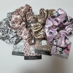 サンリオ　シュシュ4個セット シナモロール、マイメロディ、ポチャッコ、クロミ