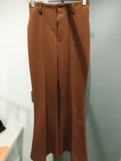 ブラウン フレアパンツ ゴムウエスト