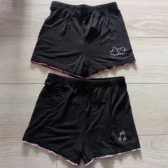 オーバーパンツ 1部丈 スパッツ ハート ラインストーン 黒