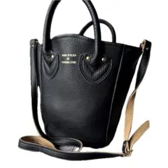 美品 YOUNG & OLSEN 2wayバッグ ブラックペティットレザートート