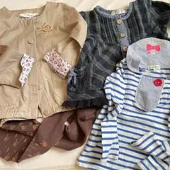 トレンチコート 3カン4オン 長袖 Tシャツ アース レギンス 95 4点セット