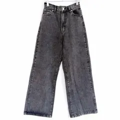グレイル ハイウエスト ワイド デニム パンツ M グレー ジーンズ ジーパン