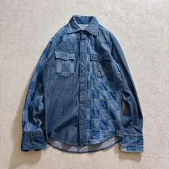 美品 AYUITE アユイテ パッチワーク デニムシャツ クレイジーパターン Mのサムネイル