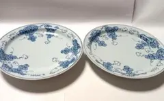 ③ 源右衛門窯 染付 葡萄絵 20㎝ 皿 2枚組 - メルカリ