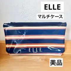 ELLE ビニールポーチ　マルチケース　ペンケース　洗面具　プール　旅行　青赤のサムネイル