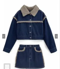 GRL ボアデニムジャケット×ミニスカートセットアップ