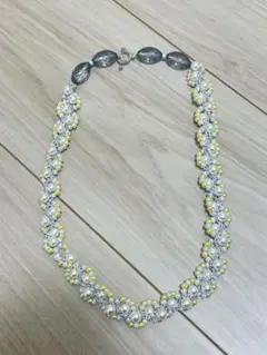 新品　ルトゥールクロッシェ　パール調 ビーズネックレス イエロー ホワイト