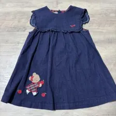 ハナハナ様専用〘 美品〙familiarデニム フリル 襟 ワンピース 80