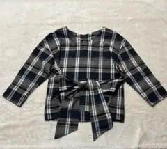 チェック柄 シャツ Ｖネック グローバルワーク リボン Mサイズ 美品