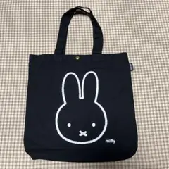 ミッフィー miffy 薄手帆布トートバッグ フェイスアップ ブラック