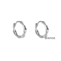 ピアス ツイスト フープ 男女兼用 韓国風 新品 ステンレス シルバー