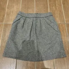 美品 アンタイトル ミニスカート ツイード ヘリンボーン グレー 上質 裏地付