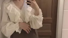 h&m コットンフリルブラウス