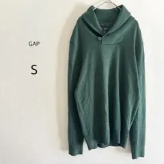 【GAP】 ニット セーター ショールカラー へちま襟 グリーン S 毛100%