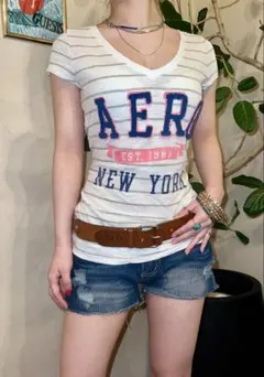 Aeropostale エアロポステール ボーダー Tシャツ ピチT y2kのサムネイル