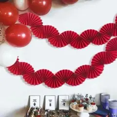 誕生日 飾り付け 赤 ガーランド パーティー装飾 結婚式 映え 壁飾り　2個