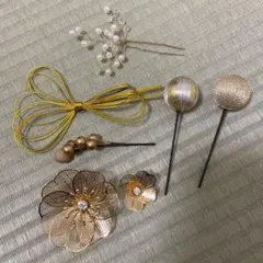 ゴールドの和装髪飾りセット