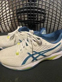 ASICS テニスシューズ ホワイト/ブルー/グリーン