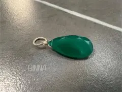 【再販】 ✴︎14kgf✴︎ グリーンオニキス 大粒ドロップ チャーム