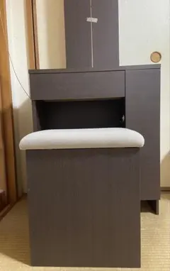 ダークブラウン ドレッサー 鏡台 収納付き