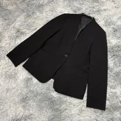 a.v.v L ノーカラージャケット 無地 黒 通勤のサムネイル