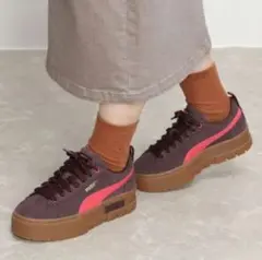 PUMA MAYZE GUM WNS ブラウン厚底スニーカー２４.5 プーマ