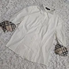 バーバリーロンドン ブラウス ノバチェック ストレッチ スキッパーシャツ 七分袖