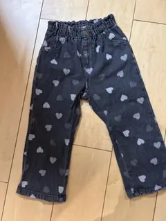 ハート柄 グレー 長ズボン 100cm