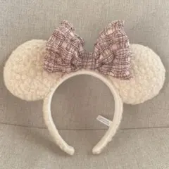 ミッキー型耳付きカチューシャ（クリーム色）