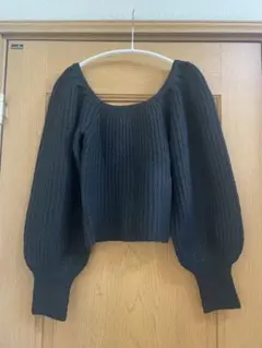 バルーンスリーブ ニット M ブラック