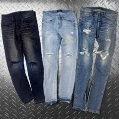 AZUL ダメージデニム 3本セット アズールバイマウジー ストレッチ スキニー