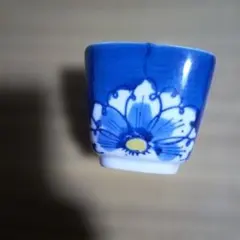 陶器 猪口 染付 花紋様