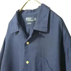 ラルフローレン CALDWELL 完全無地 ネイビー シルク コットン XL