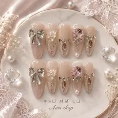 【現品限定】大粒ビジュ―×リボン姫ネイル 量産型マグネット