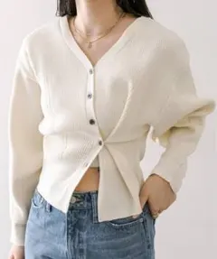 mystic レイヤードボタンカーディガン 【アイボリー】